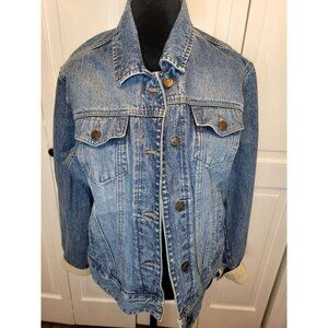 Vintage y2k Medium Wash Denim Jacket Bass L Corduroy Classic American Western